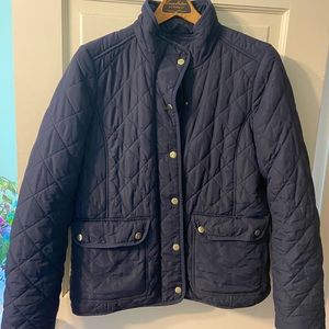 J Crew, size medium, navy blue quilted jacket